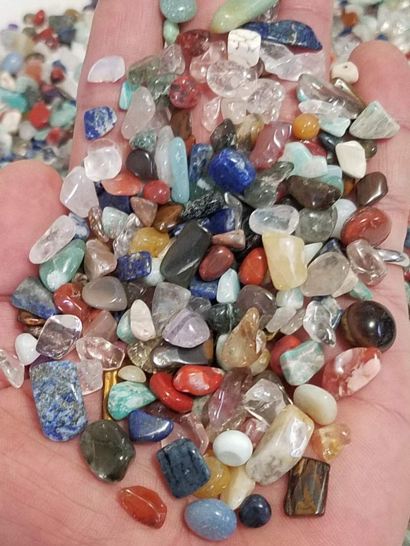 JM 1.1 lb Mixed Nature Stones & Crystal Tumbled Chips Gemstone Crushed Pieces Irregular Shaped Jewelry Making Home Crafts Projects Flower Pot Fish Tank Decoration Gift - Image 2